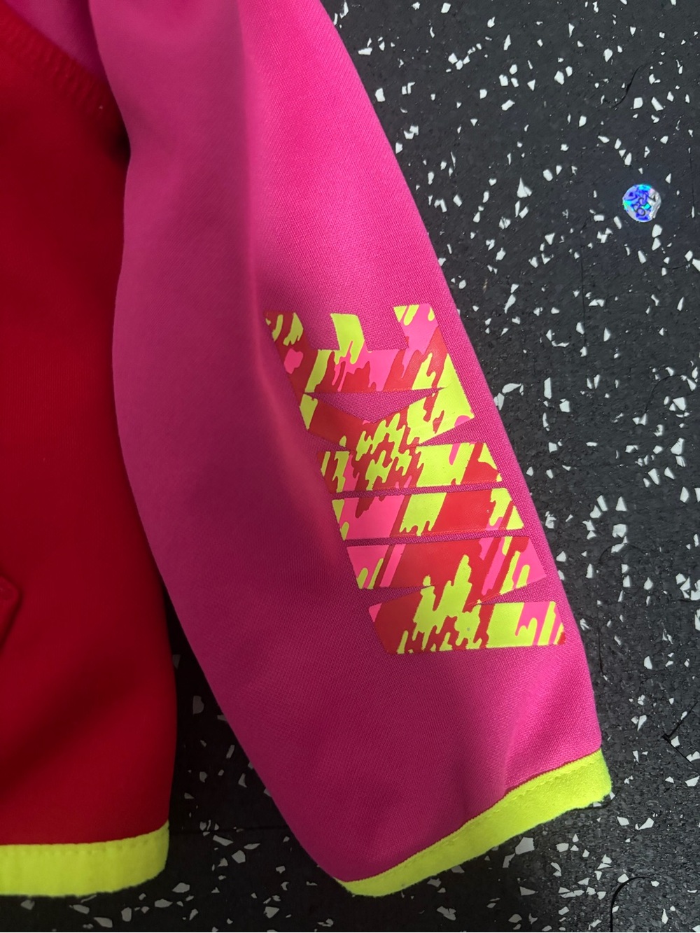 Nike Red & Pink Hooded Zip Jacket with Neon Yellow Trim - Picture 3 of 6